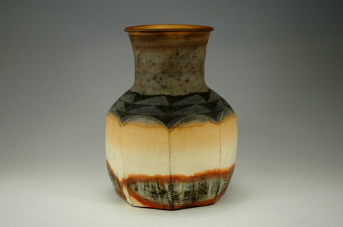 Karatsu paddled faceted vase