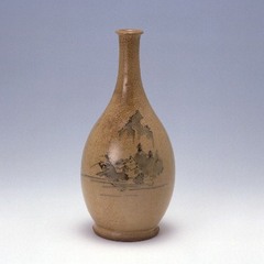 呉須絵山水文瓶（京焼風陶器）