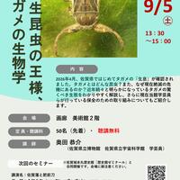 【９月５日（土）】博物館・美術館セミナー「水生昆虫の王様、 タガメの生物学」