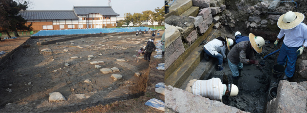 佐賀城本丸跡発掘調査風景の写真